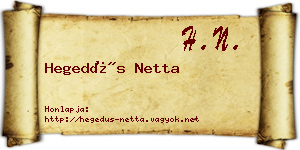 Hegedűs Netta névjegykártya