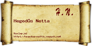 Hegedűs Netta névjegykártya